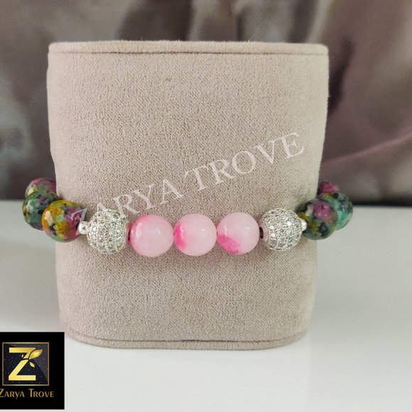 Agate Silver Beaded Bracelet - Picture 4 of 8